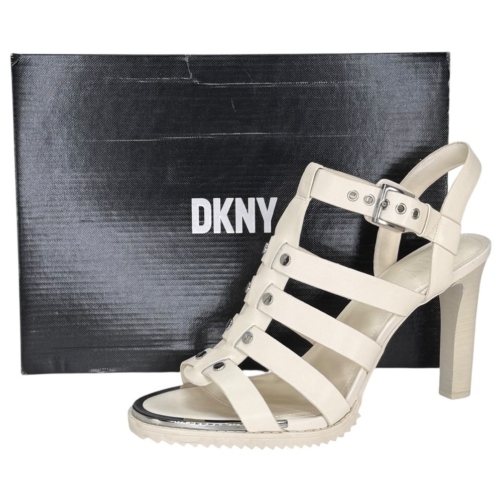 DKNY Bria Cream Leather Strappy Womens Heels Size 11M